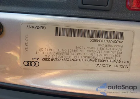 2017 Audi A4 2.0T Ultra Premium z USA, uszkodzony, nr VIN WAUGMAF43HA149802